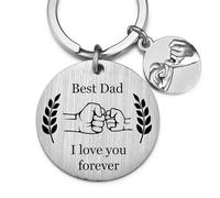 MeMeDIY Porte-clés Personnalisés Porte-clés Père et Fils Fête des Pères Grande Main Tenant Une Petite Main avec Noms Gravés Cadeaux Personnalisés pour Papa - B