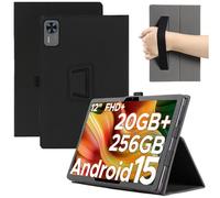 MEMELOKA Coque pour DOOGEE T36 12 Pouces, Léger et Mince en Cuir PU Étui Housse de Protection avec Fonction Veille/Réveil Automatique et Dragonne[Fonction Support], Noir