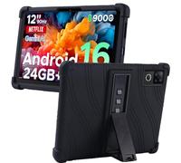 MEMELOKA Coque pour DOOGEE U12 12 Pouces, Étui de Protection Antichoc en Silicone Souple avec Réglable Support[Anti-Rayures][Antidérapante], Noir