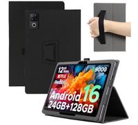 MEMELOKA Coque pour DOOGEE U12 12 Pouces, Léger et Mince en Cuir PU Étui Housse de Protection avec Dragonne[Fonction Support], Noir