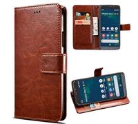 MEMELOKA Coque pour Doro 8050/8050 Plus, TPU Antichoc Interne et Premium Flip PU Étui de Protection avec Emplacements Cartes[Fermeture Magnétique][Fonction Support] - Brun