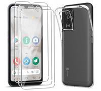 MEMELOKA Coque pour Doro 8100/Doro 8100 Plus + 3 Pièces Verre Trempé, Ultra Mince Housse de Protection TPU Souple[Anti-Rayures][Anti-Jaunissement] Etui pour Doro 8100 Plus - Transparente