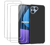 MEMELOKA Coque pour Fairphone 5 avec 3 Pièces Verre Trempé, Ultra Mince Étui de Protection TPU Souple avec Design Entièrement Mat [Anti-Rayures & Antidérapante] - Noir