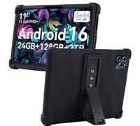 MEMELOKA Coque pour KINGRID T90/KINGRID W90/TABWEE T90/TABWEE W90 11 Pouces, Étui de Protection Antichoc en Silicone Souple avec Réglable Support[Anti-Rayures][Antidérapante], Noir