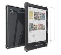 MEMELOKA Coque pour Kobo Clara BW/Clara Colour 6 Pouces avec 2 Pièces Verre Trempé, Anti-Rayures TPU Flexible Transparent avec Coin Renforcé, Antichoc Étui de Protection Kobo Clara Colour