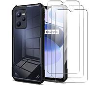 MEMELOKA Coque pour Realme Narzo 50A Prime/Realme C35 4G + 3 Pièces Protection D'écran (Verre Trempé), TPU Silicone Edge + Transparent Hard PC Acrylique Back, Anti-Rayures Étui de Protection