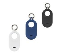 MEMELOKA Coque pour Samsung Galaxy SmartTag 2 avec Porte-clés, 3 Pièces Anti-Rayures et Antichoc Souple Silicone Housse de Protection pour Samsung Galaxy SmartTag 2, Blanc + Noir + Bleu