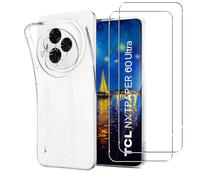 MEMELOKA Coque pour TCL NxtPaper 60 Ultra + 2 Pièces Verre Trempé, Ultra Mince Housse de Protection TPU Souple[Anti-Rayures][Anti-Jaunissement] Etui de Protection - Transparente