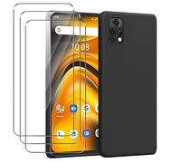 MEMELOKA Coque pour UMIDIGI A13 Pro 5G avec 3 Pièces Protecteur D'écran en Verre Trempé, Ultra Mince Étui de Protection TPU Souple avec Design Entièrement Mat [Anti-Rayures & Antidérapante] - (Noir)