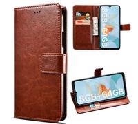 MEMELOKA Coque pour UMIDIGI G5/UMIDIGI G5A, TPU Antichoc Interne et Premium Flip PU Étui de Protection pour UMIDIGI G5A avec Emplacements Cartes[Fermeture Magnétique][Fonction Support], Brun