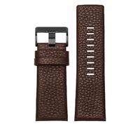 MEMEM Bracelet de montre de rechange en cuir de vachette for homme, 22/24/26/27/28 mm, boucle ardillon noire, grain litchi(Brown,27mm)