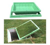MEMEM Couvercle et Cadre de Regard encastrés, Couvercle de Fosse septique de Jardin, Couvercle de Regard de Drainage Souterrain carré for Chambre d'inspection for Gazon de Jardin(60x60cm)