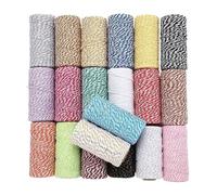 MEMEM Ficelle de Coton, Cordon for macramé 2 mm, Rouleau de 100 m, Multicolore(25 Silver Wire White)