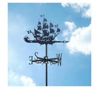 MEMEM Girouette en métal avec voilier décoratif, Outil de Mesure de la Forme du Bateau, indicateur de Direction for Jardin et Cour, Facile à Assembler(Pirate Ship)