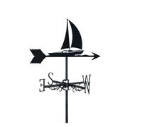 MEMEM Girouette en métal avec voilier décoratif, Outil de Mesure de la Forme du Bateau, indicateur de Direction for Jardin et Cour, Facile à Assembler(Sloop)