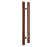 MEMEM Poignée de porte en bois à pousser et à tirer for portails d'entrée intérieurs et extérieurs en verre, barre ronde coulissante double face en forme de H(Walnut,150cm/5ft)