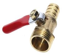 MEMEM Robinet à Boisseau sphérique cannelé en Laiton, poignée Rouge, raccord cannelé for Tuyau de 8 mm à 10 mm, Filetage Femelle 3/8'', 1/2'', 1/4'', raccord de Tuyau en cuivre(44993,8mm Tube)