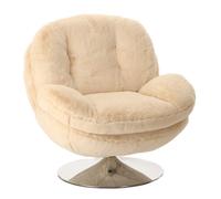 MEMENTO - Fauteuil rotatif effet fourrure crème Creme