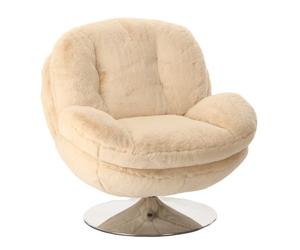 MEMENTO - Fauteuil rotatif effet fourrure crème Creme