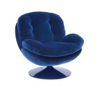 MEMENTO - Fauteuil rotatif en velours bleu foncé Bleu