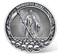 Memento Mori Carpe Diem Pièce de défi - Pièce de motivation avec symboles de vie et de mort - Cadeau inspirant pour les amis et les proches