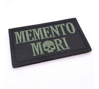 Memento Mori Patch tactique brodé en tissu brodé avec crochet et boucle pour airsoft forces militaires Noir/vert 8 x 5 cm