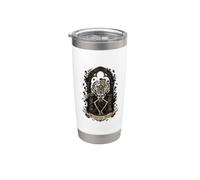 Memento Mori Squelette gothique sur trône avec roses et épines Gobelet isotherme en acier inoxydable double paroi