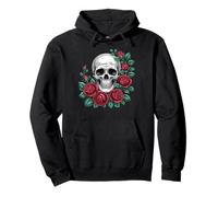 Memento Mori Tête de Mort et Roses Gothique Art Floral Sweat à Capuche