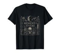 Memento Vivere Crâne Latin Gothique Art T-Shirt