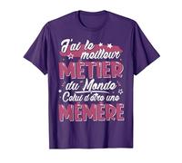 Mémère Meilleur Métier du Monde Cadeau Fete des Meres Mémère T-Shirt, Homme, Violet, L