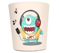 MEMEWOCA Poubelle en forme de dessin animé, grande capacité, design de monstre vert, corbeille à papier en cuir PU mignon avec base non tissée antidérapante pour chambre d’enfant, étanche e