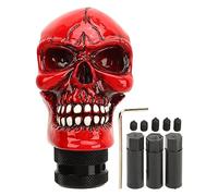MEMEWOCA Skull Gear Shift Knob Red, Universal Skull Head Resin Shift Lever Handle, Punk Fashion Manual Stick Shifter with 3 Adapters, Durable Wear - Resistant Car Gear Knob for Most Manual