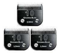 MEMIRY Lot de 3 lames de toilettage amovibles pour chien, taille 10, compatibles avec les tondeuses Andis, Oster A5, Wahl KM10, longueur de coupe 1,5 mm, noir (10# 1,5 mm, 3 pièces)