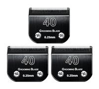 MEMIRY Lot de 3 lames de toilettage amovibles pour chien, taille 40#, compatibles avec les tondeuses Andis, Oster A5, Wahl KM10, longueur de coupe 0,25 mm, noir (40# 0,25 mm, 3 pièces)