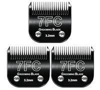 MEMIRY Lot de 3 lames de toilettage amovibles pour chien, taille 7FC, compatibles avec les tondeuses Andis, Oster A5, Wahl KM10, longueur de coupe 3,2 mm, noir (7FC 3,2 mm, 3 pièces)