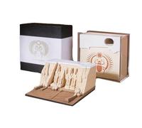 Memo Pad - 3D Architectural Temple Style Sticky Note Block, Artistic Paper Sculpture Notebook, Unique Desk with Storage Cover | School Supplies, Office Planning, Creative Writing, Decorative