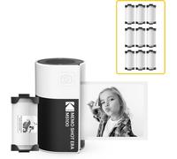 Memo Shot Era Cadeau Noel - Appareil Photo Numérique Instantané & Imprimante Photo, Blanc (Appareil Photo Avec 1 Rouleau De Rouleau De Papier Photo One-Touch + 9 Rouleaux De Papier Photo Set)