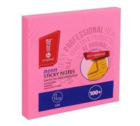 MEMOBE Lot de 100 notes autocollantes - Post-it - Réutilisables - Rose fluo - 7,5 x 7,5 cm