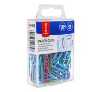 Memobe Lot de 100 trombones - Arrondis - Dans une boîte suspendue transparente - Rond - Accessoires de bureau, d'école, de bureau - Pour documents, notes - Couleurs pastel