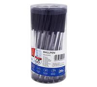 memobe Lot de 25 stylos à bille rétractables de qualité supérieure - Ergonomique - Pour l'école, le bureau, la maison - Pour fournitures de bureau - Épaisseur de trait : 1 mm - Noir