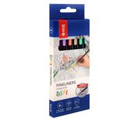 memobe - Lot de stylos à encre fine - Stylos à pointe fine - 0,4 mm - Feutres fins - Tige triangulaire ergonomique - Articles de papeterie - Pour dessin, écriture - Coloré/multicolore - 6 couleurs