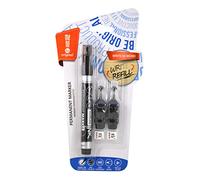memobe Marqueur permanent avec 2 cartouches d'encre de rechange, largeur de trait 2-3 mm, pointe ogive, séchage rapide, rechargeable, uniquement pour écrire sur des tableaux ou des supports en papier