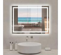 MemoFunct Miroir de salle de bain LED 100 x 80 cm avec antibuée à intensité variable Lumière blanche froide IP44 HD S Miroir mural moderne et design