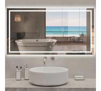 MemoFunct Miroir de salle de bain LED 150 x 80 cm Antibuée Intensité variable Lumière blanche froide IP44 HD Miroir mural pour salle de bain moderne