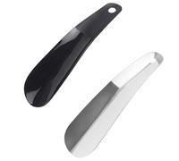 MEMOFYND 1 chausse-pied en acier inoxydable avec 1 chausse-pied en plastique, mini chausse-pied, petit chausse-pied portable et à suspendre, unisexe (4,5 x 16 cm)