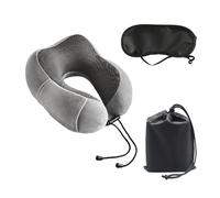 MEMOFYND 1 coussin de nuque de voyage en mousse à mémoire de forme avec masque pour les yeux, sac de rangement, coussin semi-circulaire, coussin de siège, coussin de sieste, adapté aux employés de