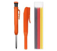 MEMOFYND 1 crayon de travail du bois avec 1 capuchon et 6 mines de rechange, marqueur à trou profond, crayon de chantier, marqueur trou profond, kit de porte-mines pour le travail du bois massif