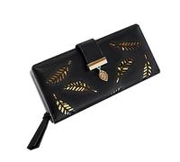 MEMOFYND 1 étui long pour cartes avec plusieurs emplacements pour cartes et compartiments, portefeuille pour femme, mini porte-monnaie à fermeture éclair, grande capacité (noir)., Noir , 18.6*9.5cm