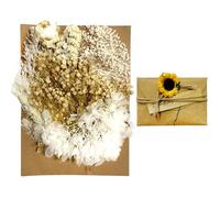 MEMOFYND 1 pièce de fleurs séchées artificielles avec 1 carte de vœux, bouquet de fleurs mélangées, décoration florale conservée pour bricolage, scrapbooking, coques de téléphone portable, artisanat
