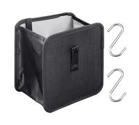 MEMOFYND 1 poubelle de voiture pliable - Organiseur de voiture - Poubelle de voiture - Gadgets de voiture - Petite poubelle de voiture - Boîte de rangement avec 2 crochets en S (noir)
